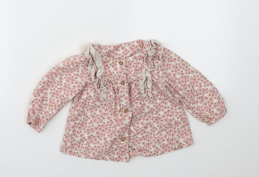 M&S Girls Pink Floral Fit & Flare Size 6-9 Months