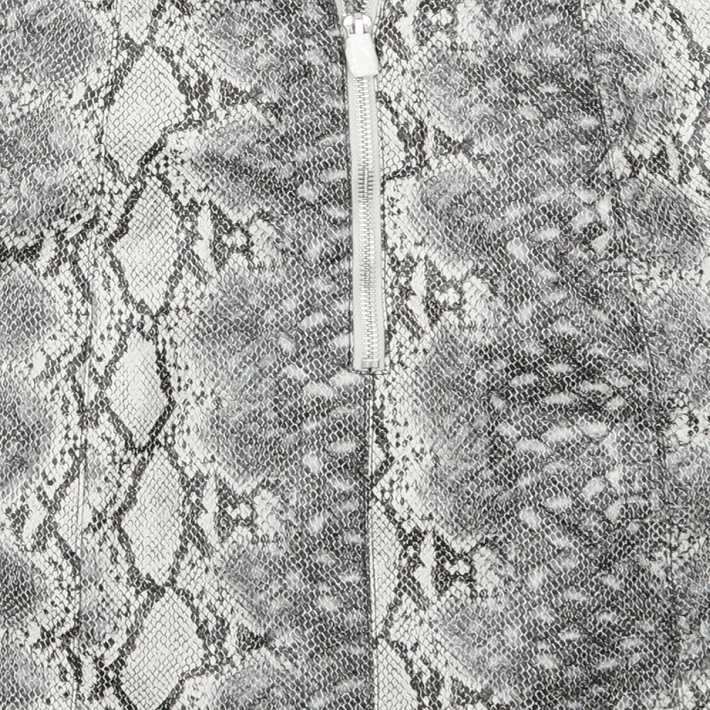 NEW LOOK Womens Grey Animal Print A-Line Skirt Size 8