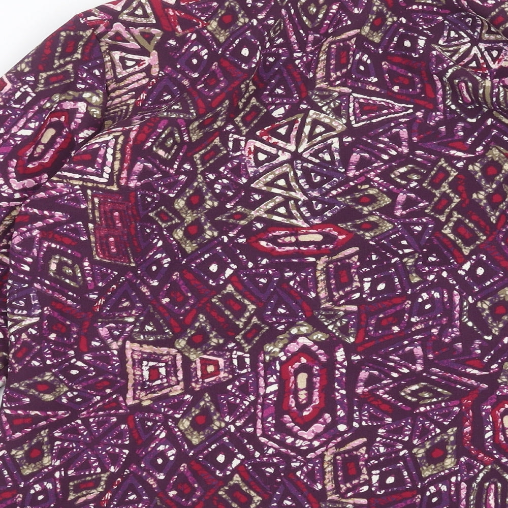EWM Womens Purple Geometric Basic Blouse Size 14