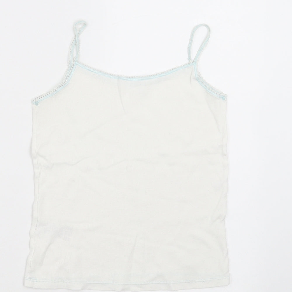 Brand and care label for Marks & Spencer girls’ white camisole t-shirt, size 6-7, years - vest