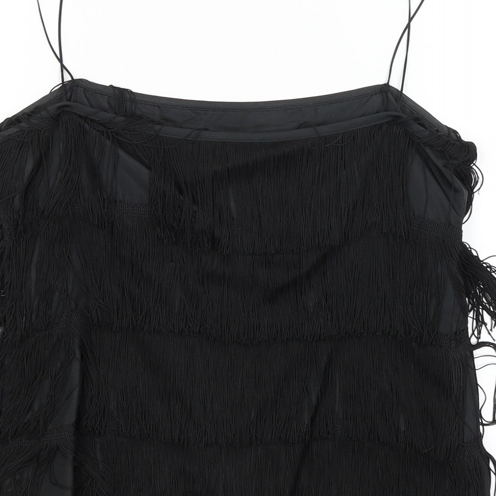 Womens UK Size 12 Preworn Black Cropped Tank