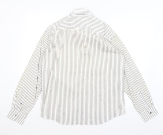 Autograph Mens White Striped Button-Up Size M