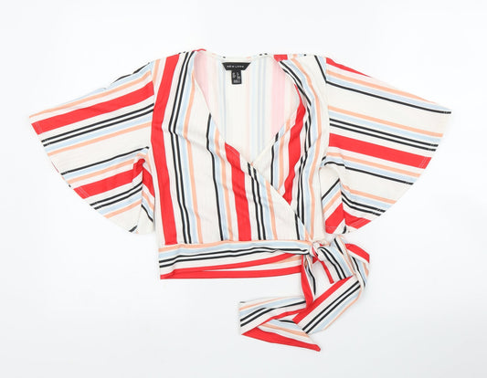 Womens UK Size 8 New Look White Wrap Blouse
