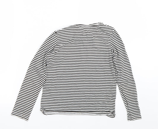 NEXT Girls Black Striped Basic T-Shirt Size 10 Years