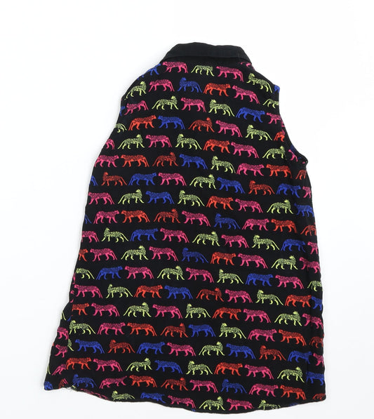 Bluezoo Girls Black Animal Print Basic Button-Up Size 11 Years - Cheetahs