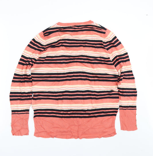 Primark Womens Pink Striped Pullover Jumper Size 14