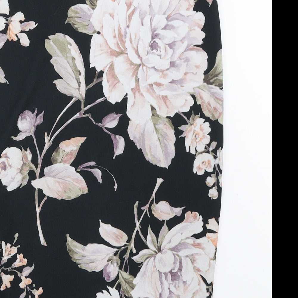 New Look Womens Black Floral Straight & Pencil Skirt Size 10
