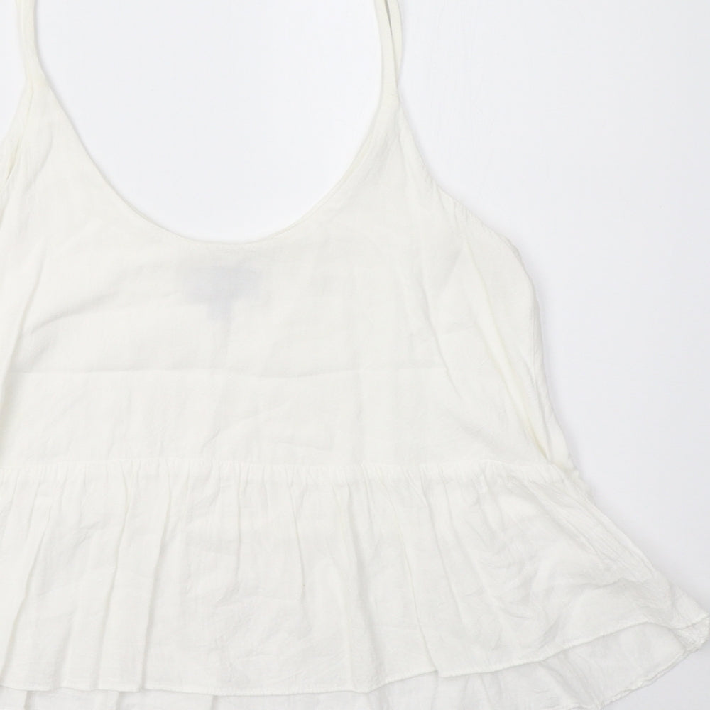 Womens UK Size 6 Topshop White Cropped T-Shirt