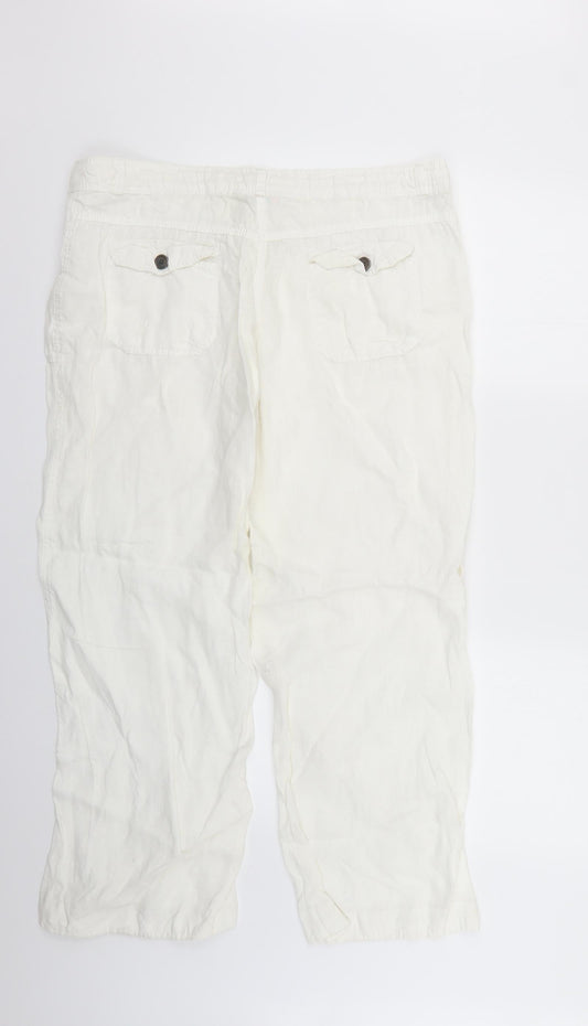 Denim & Co. Womens White Trousers Size 16 L26 in
