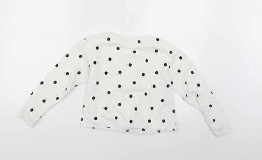 H&M Girls White Polka Dot Pullover Jumper Size 6-7 Years