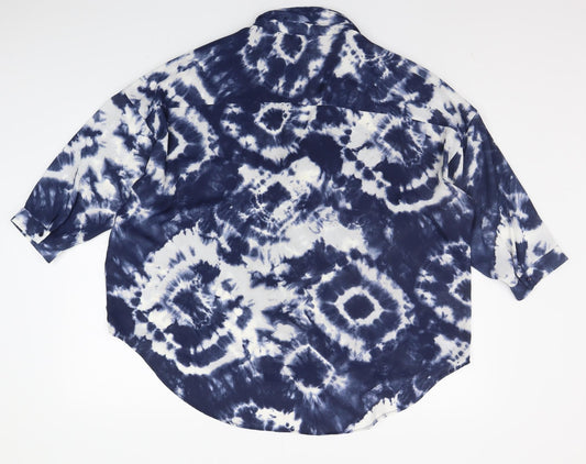 F&F Womens Blue Geometric Basic Button-Up Size 14