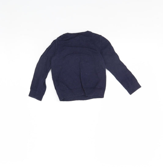 H&M Girls Blue Pullover Jumper Size 2 Years - Penguin
