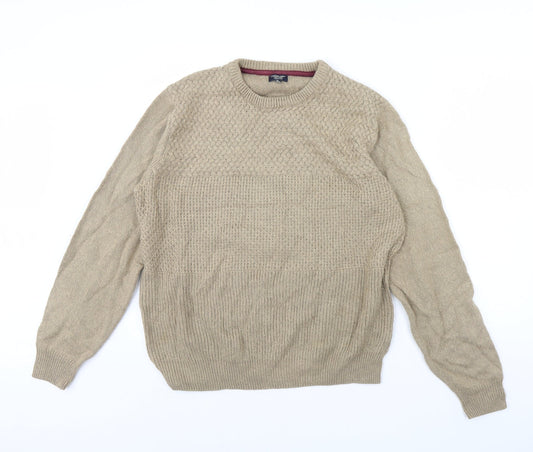 Mens UK Size L boston crew Beige Pullover Jumper