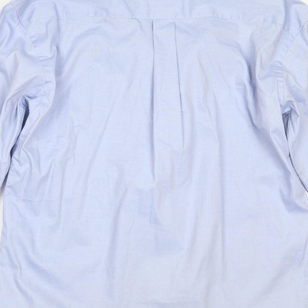 Mens UK Size 15 Kustom Kit Blue Button-Up Long Sleeve Casual Shirt