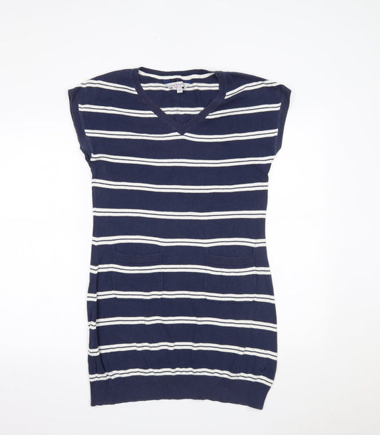 Additional front view of Crew Clothing Blue Striped Jumper Dress, size 10