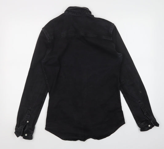 Topman Mens Black Button-Up Size S