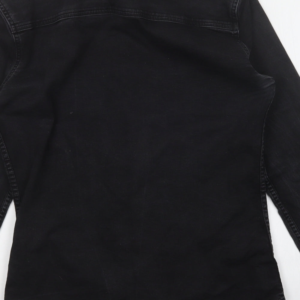 Topman Mens Black Button-Up Size S