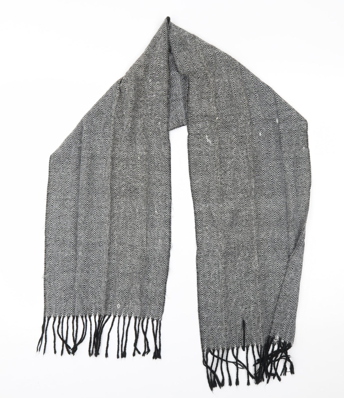 Preworn Womens Grey Herringbone Scarf