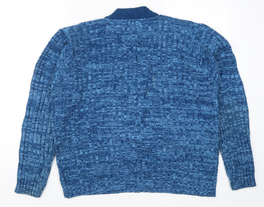 Fully Fashioned Womens Blue Knit Henley Jumper Size XL