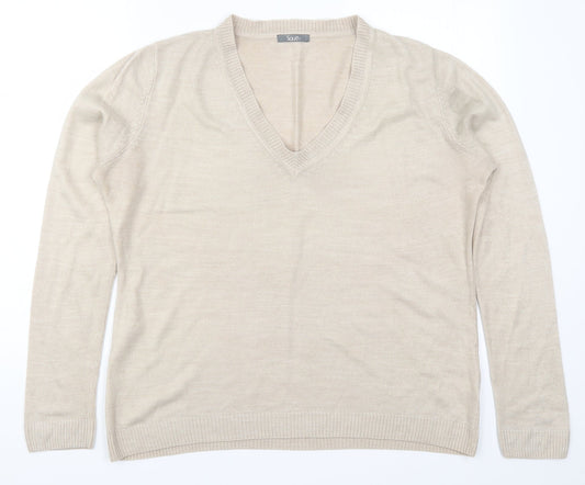Womens UK Size 16 South Beige Pullover Jumper