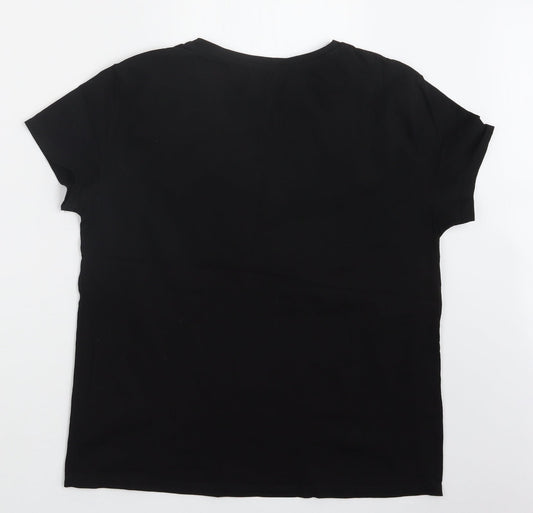 Papaya Womens Black Basic T-Shirt Size 12