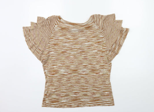 ET VOUS Womens Brown Knit Pullover Jumper Size 18 - Frill
