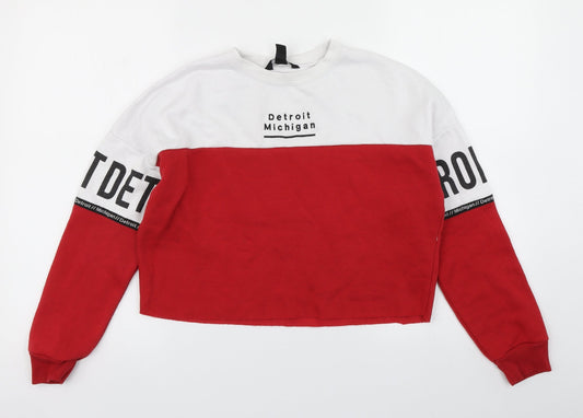 915 Generation Girls Red Colourblock Pullover Sweatshirt Size 12-13 Years - Cropped