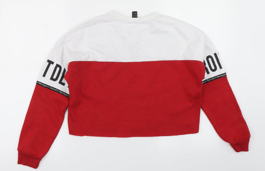 915 Generation Girls Red Colourblock Pullover Sweatshirt Size 12-13 Years - Cropped