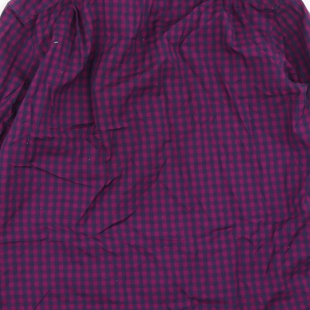 Charles Tyrwhitt Mens Purple Check Button-Up Size M