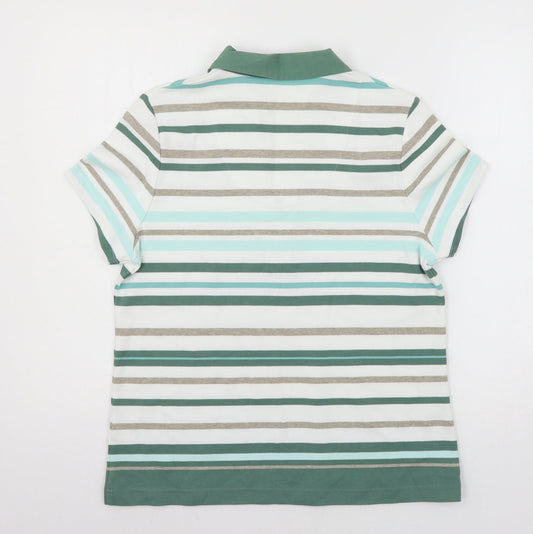 DASH Womens Green Striped Jersey Basic T-Shirt Size 14