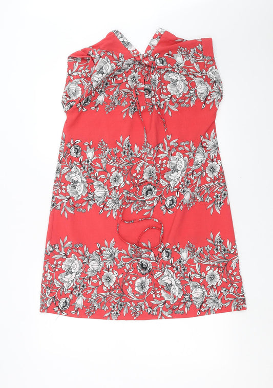 Papaya Womens Red Floral Shift Size 12 - Lace up Detail