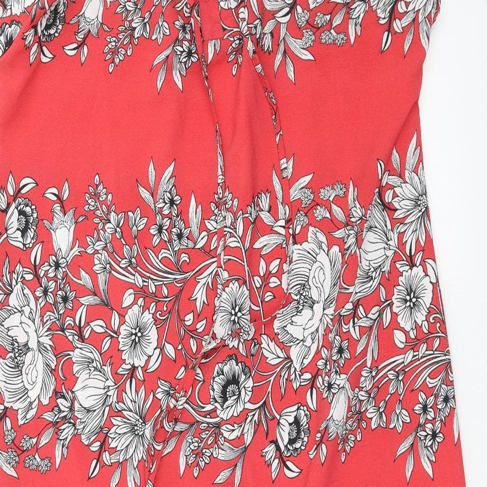 Papaya Womens Red Floral Shift Size 12 - Lace up Detail