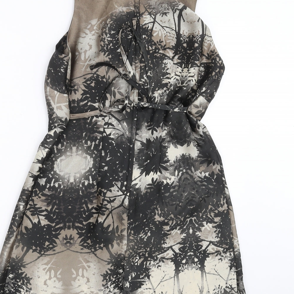 Dorothy Perkins Womens Black Floral Mini Size 8 - studded detail