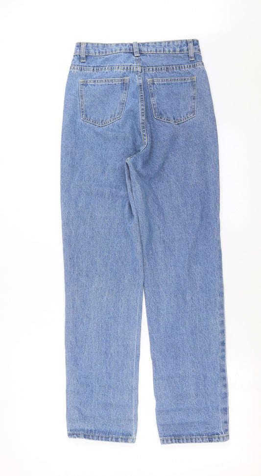 PRETTYLITTLETHING Womens Blue Denim Straight Jeans Size XS L29 in - uk 2