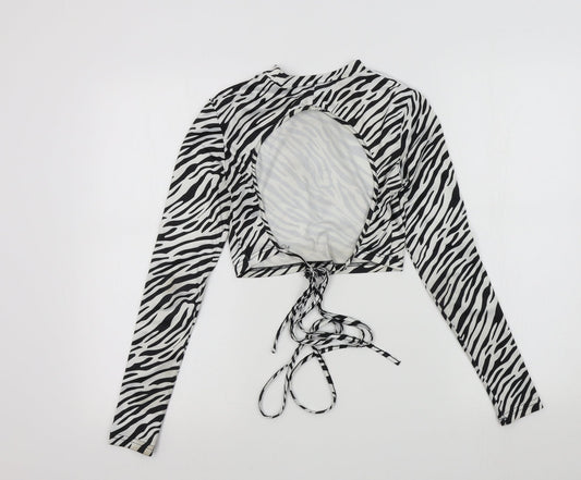 SheIn Womens Black Geometric Basic Blouse Size XS