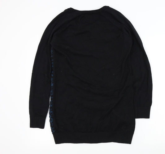 George Womens Black Geometric Pullover Jumper Size 12