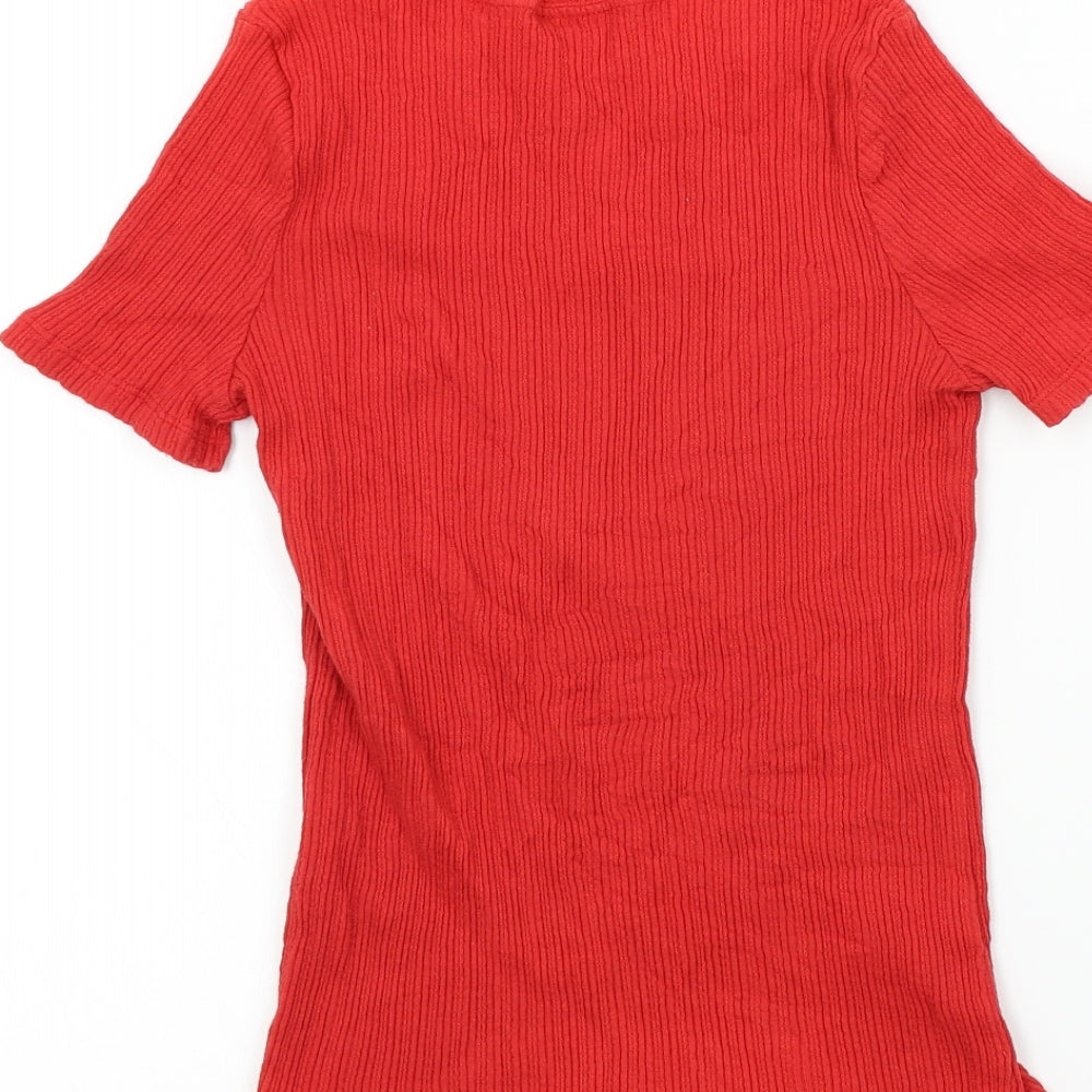 Womens UK Size M Zara Red Basic T-Shirt