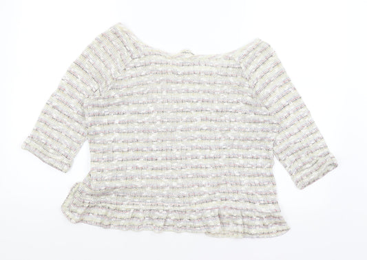 Miss Selfridge Womens White Striped Basic T-Shirt Size 10