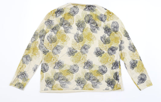 Just Elegance Womens Beige Floral Pullover Jumper Size XL