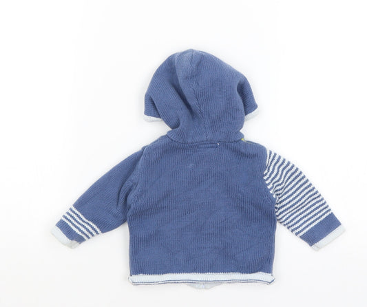 mamas & papas Baby Blue Striped Full Zip Jumper Size 0-3 Months