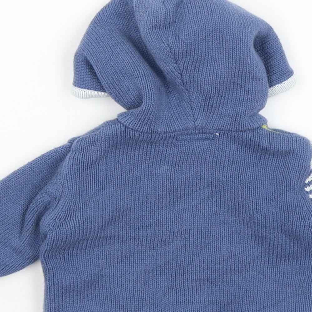 Brand and care label for mamas & papas Baby Blue Striped Full Zip Jumper, size 0-3, Months