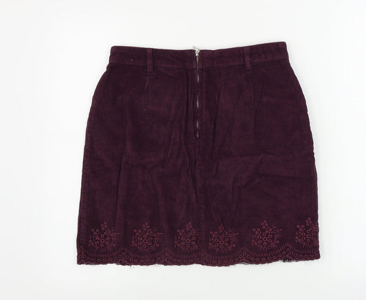 Falmer Heritage Womens Purple Floral Corduroy A-Line Skirt Size 28 in