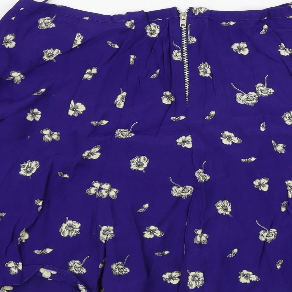 F&F Womens Purple Floral A-Line Skirt Size 26 in