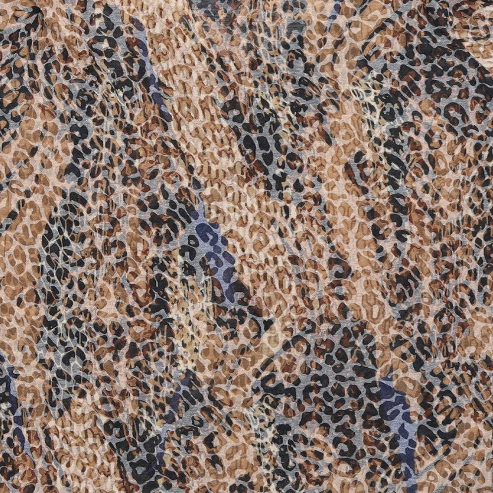 EWM Womens Brown Animal Print Basic T-Shirt Size 14