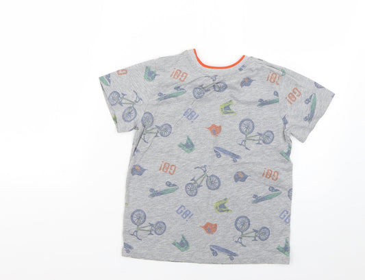 M&Co Boys Grey Geometric Basic T-Shirt Size 7-8 Years