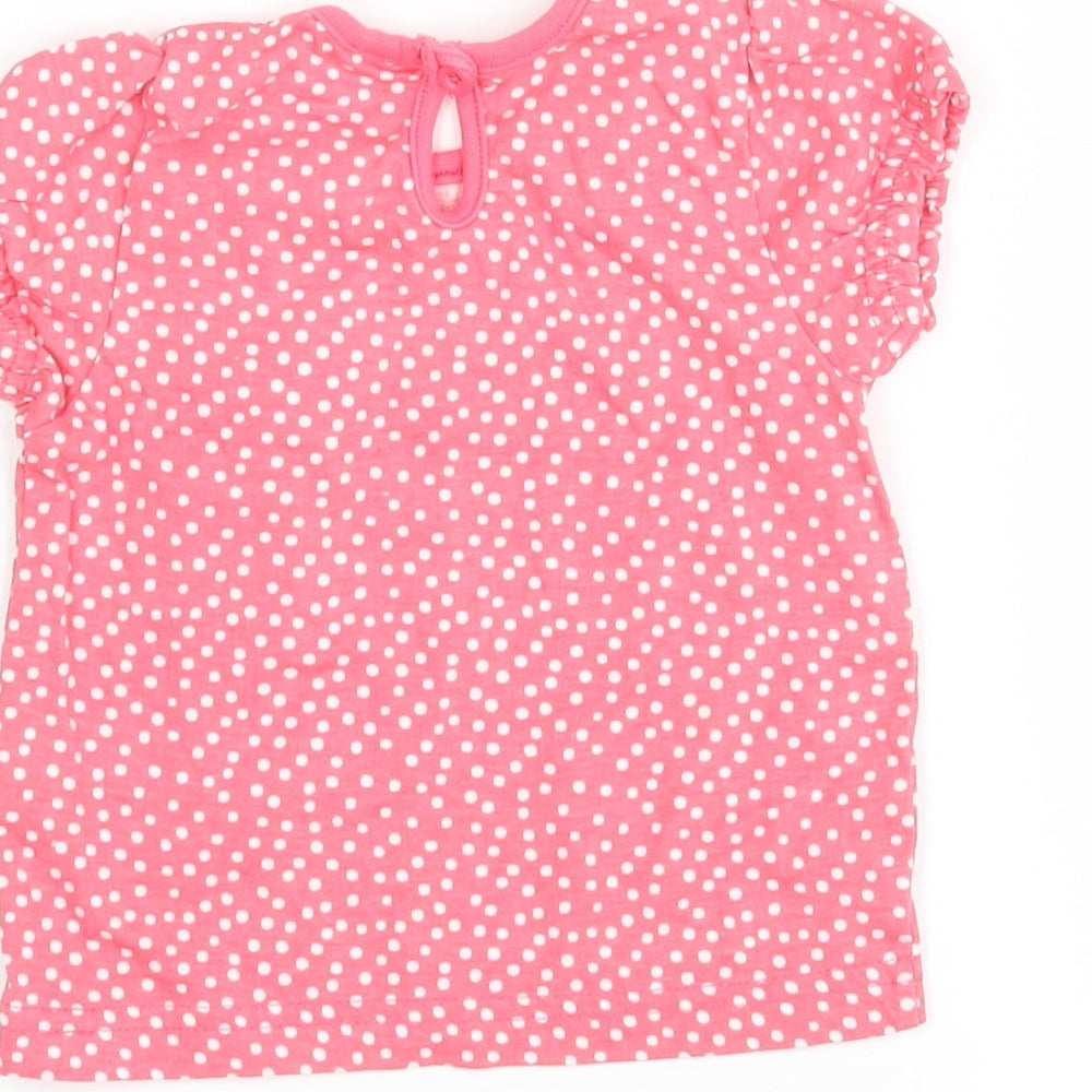F&F Girls Pink Polka Dot Basic T-Shirt Size 3-6 Months
