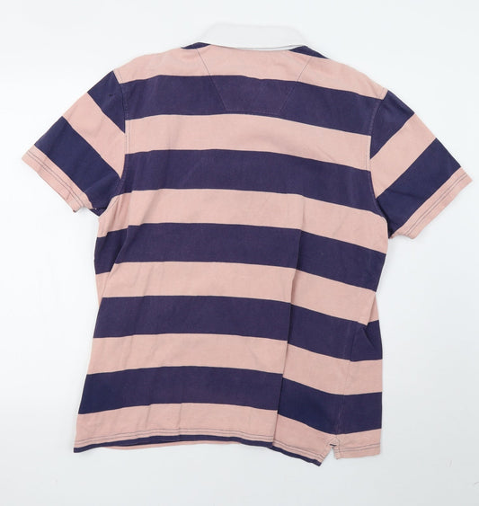 Sainsburys Mens Pink Striped Polo Size L