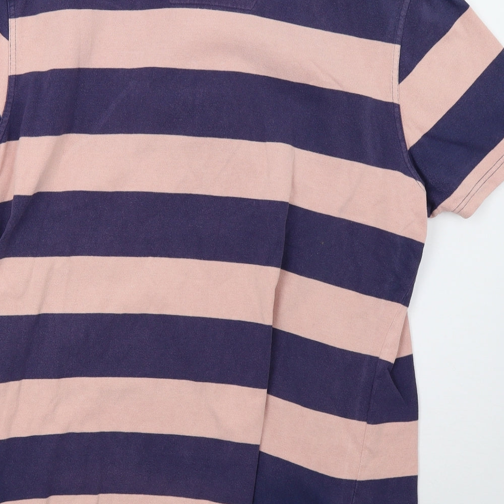Sainsburys Mens Pink Striped Polo Size L