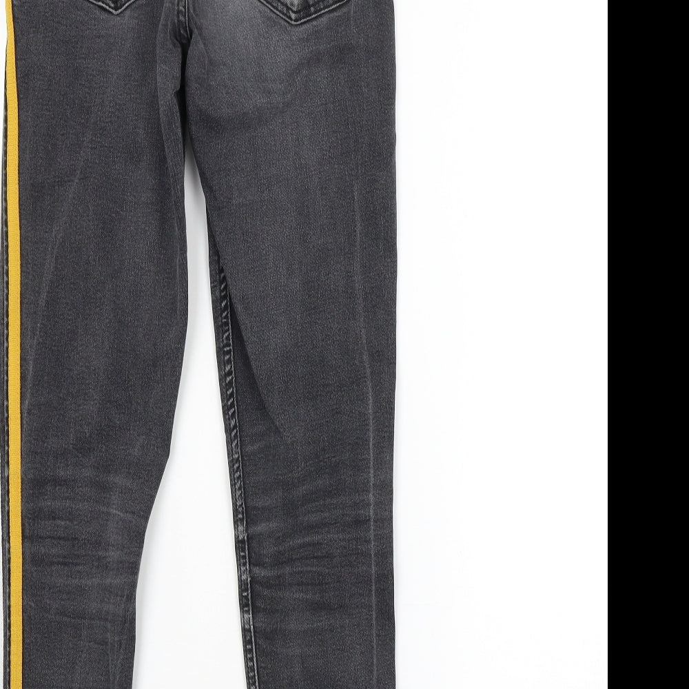 Topshop Womens Grey Striped Skinny Jeans Size 28 in L32 in