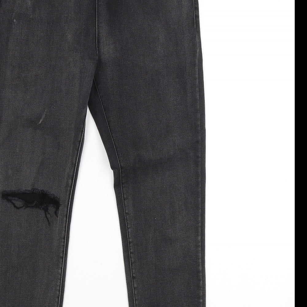 PRETTYLITTLETHING Womens Grey Straight Jeans Size 16 L24 in